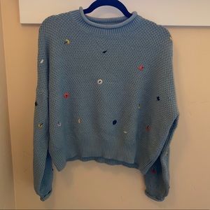 The great blue knit floral sweater
